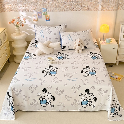 妖妖家纺 2024新款超柔软糯水洗云朵棉印花单床单 wink狗狗