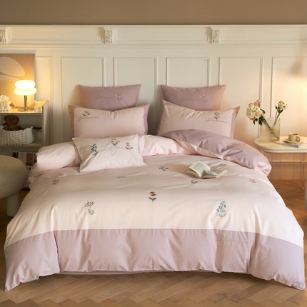 FORTWO家纺原创设计（FOR TWO家纺） 2024新款小清新100s磨毛系列四件套套件（棚拍图）-系列一 小清新