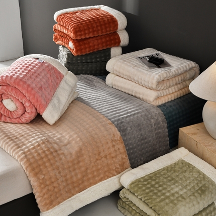 （总）网客家纺 2024新款雕花绒泡泡绒羊羔绒毛毯