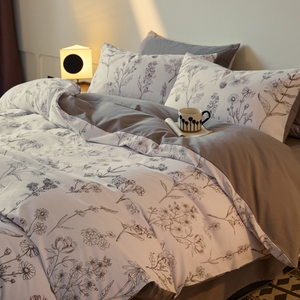 91家纺网 家纺一手货源 找家纺 （总）拼社家纺 全棉火山小磨毛活性数码印花四件套不掉毛纯棉全棉磨毛四件套