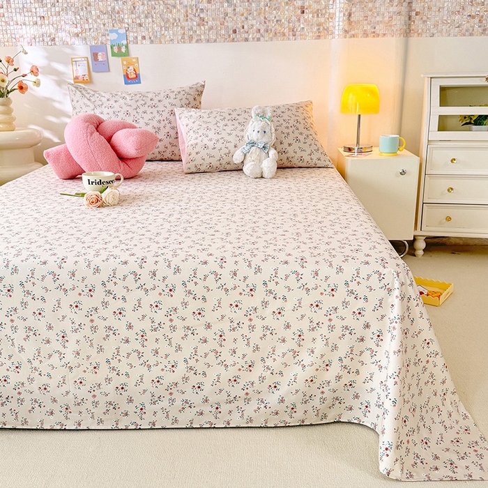 91家纺网 家纺一手货源 找家纺 妖妖家纺 2024新款超柔软糯水洗云朵棉印花单床单 后花园