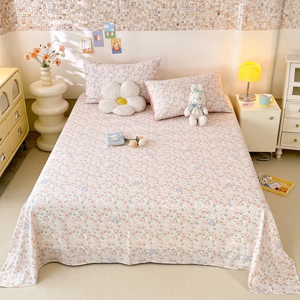 妖妖家纺 2024新款超柔软糯水洗云朵棉印花单床单 兔兔的后花园