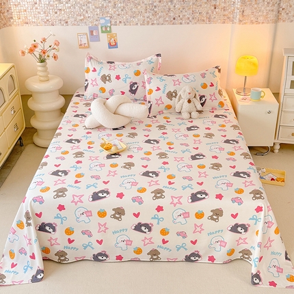 91家纺网 家纺一手货源 找家纺 妖妖家纺 2024新款超柔软糯水洗云朵棉印花单床单 狗狗派对