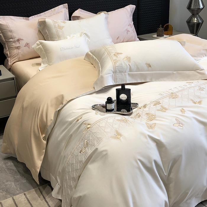 91家纺网 家纺一手货源 找家纺 黑白森林 2024新款50X50S刺绣系列四件套-春漾 春漾-驼