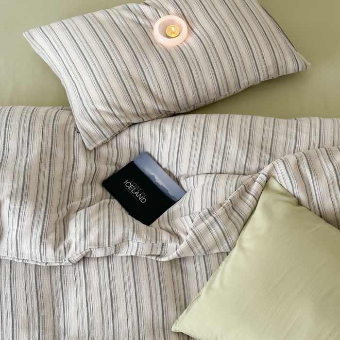 91家纺网 家纺一手货源 找家纺 （总）玛奇朵 2024新款文艺复古色织双层皱皱纱-苏里南系列四件套