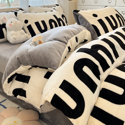 91家纺网 家纺一手货源 找家纺 （总）绘萱家居 2025新款高克重印花牛奶绒四件套