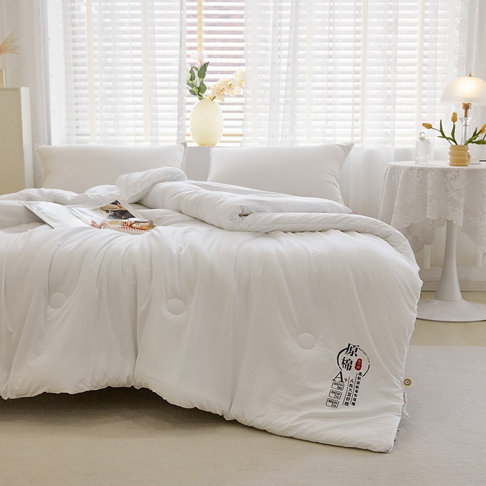 91家纺网 家纺一手货源 找家纺 暖阁 2025新款原棉大豆被冬被春秋被夏被被子被芯 白色