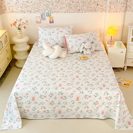 妖妖家纺 2024新款超柔软糯水洗云朵棉印花单床单 误入花园