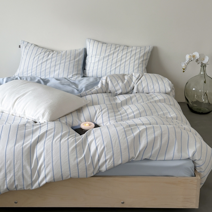 91家纺网 家纺一手货源 找家纺 玛奇朵 2024新款可可托海全棉色织立体罗纹提花四件套 可可托海（天兰床单）