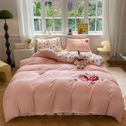 91家纺网 家纺一手货源 找家纺 （总）奈颜 2024新款爆款超柔水洗皱皱棉四件套系列