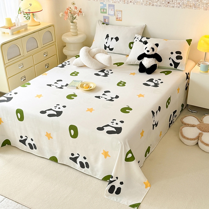 91家纺网 家纺一手货源 找家纺 妖妖家纺 2024新款超柔软糯水洗云朵棉印花单床单 国宝梦境