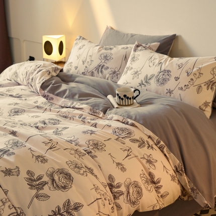 91家纺网 家纺一手货源 找家纺 （总）拼社家纺 全棉火山小磨毛活性数码印花四件套不掉毛纯棉全棉磨毛四件套