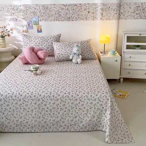 91家纺网 家纺一手货源 找家纺 妖妖家纺 2024新款超柔软糯水洗云朵棉印花单床单 后花园