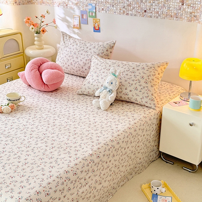 91家纺网 家纺一手货源 找家纺 妖妖家纺 2024新款超柔软糯水洗云朵棉印花单床单 后花园