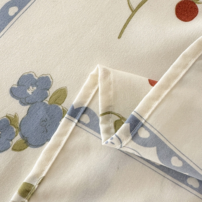 91家纺网 家纺一手货源 找家纺 妖妖家纺 2024新款超柔软糯水洗云朵棉印花单床单 花儿与兔