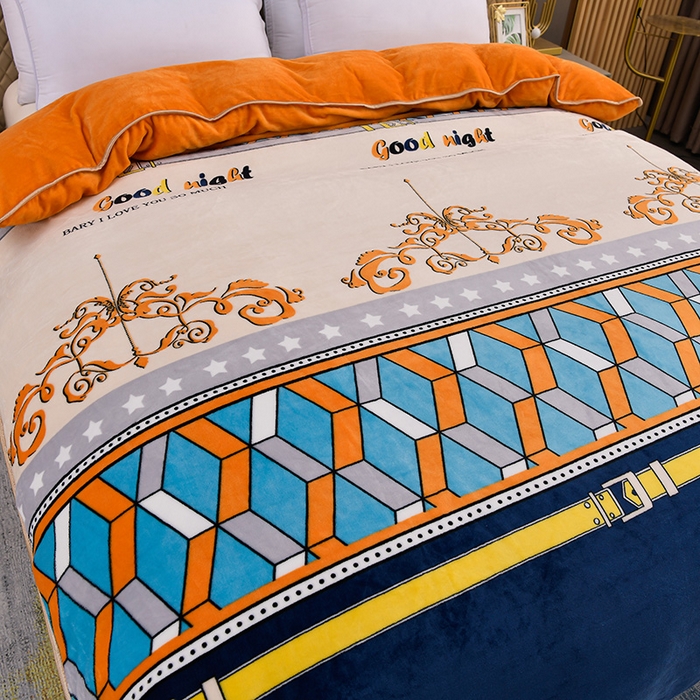 91家纺网 家纺一手货源 找家纺 曼尼家纺2025高克重直播印花床裙款法莱绒金貂珊瑚绒牛奶绒四件套 迷情方格