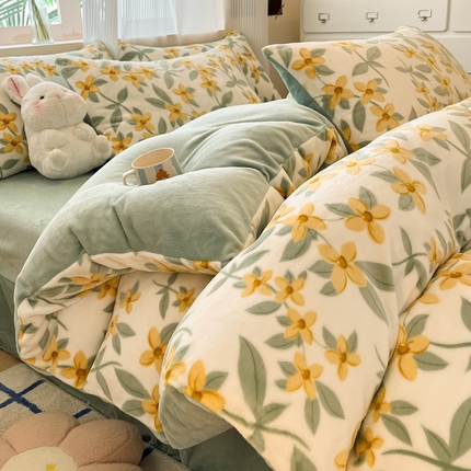 91家纺网 家纺一手货源 找家纺 （总）绘萱家居 2025新款高克重印花牛奶绒四件套