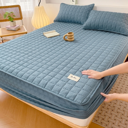 91家纺网 家纺一手货源 找家纺 （总）曼陀罗 2025新款A类华夫格大豆纤维夹棉床笠