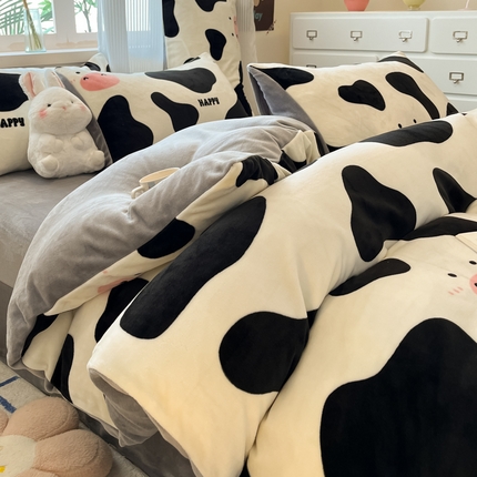 91家纺网 家纺一手货源 找家纺 （总）绘萱家居 2025新款高克重印花牛奶绒四件套