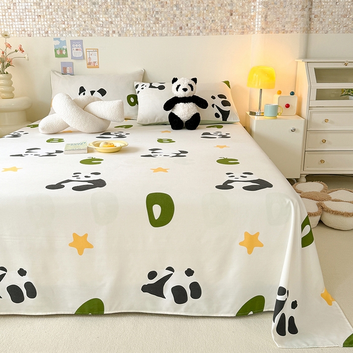 91家纺网 家纺一手货源 找家纺 妖妖家纺 2024新款超柔软糯水洗云朵棉印花单床单 国宝梦境