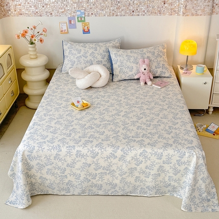 妖妖家纺 2024新款超柔软糯水洗云朵棉印花单床单 风铃草