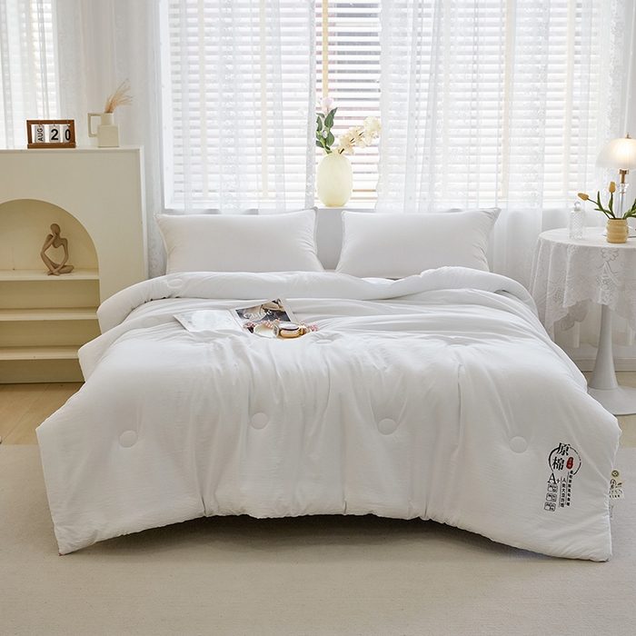 91家纺网 家纺一手货源 找家纺 暖阁 2025新款原棉大豆被冬被春秋被夏被被子被芯 白色