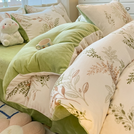 91家纺网 家纺一手货源 找家纺 （总）绘萱家居 2025新款高克重印花牛奶绒四件套