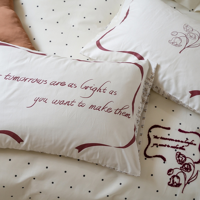 91家纺网 家纺一手货源 找家纺 窝米2024毛巾绣x数码 13370全棉撞色卡通系列四件套 铃兰