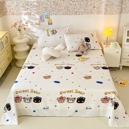 妖妖家纺 2024新款超柔软糯水洗云朵棉印花单床单 可爱曲奇