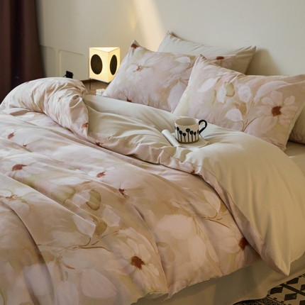 91家纺网 家纺一手货源 找家纺 （总）拼社家纺 全棉火山小磨毛活性数码印花四件套不掉毛纯棉全棉磨毛四件套