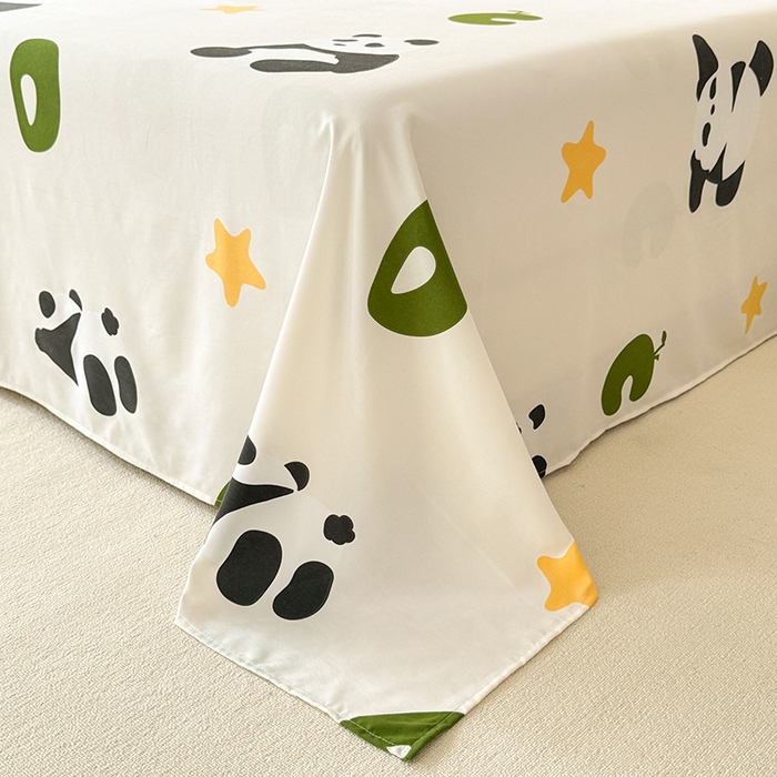 91家纺网 家纺一手货源 找家纺 妖妖家纺 2024新款超柔软糯水洗云朵棉印花单床单 国宝梦境