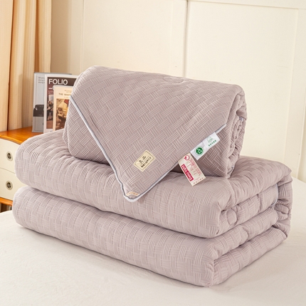 91家纺网 家纺一手货源 找家纺 红日子纺织品 2024新款A类柔暖华夫格大豆冬被二合一拉链双胎被 绅士灰