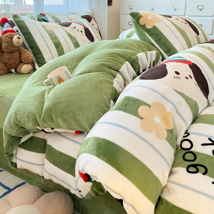 91家纺网 家纺一手货源 找家纺 （总）绘萱家居 2025新款高克重印花牛奶绒四件套