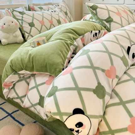 91家纺网 家纺一手货源 找家纺 （总）绘萱家居 2025新款高克重印花牛奶绒四件套