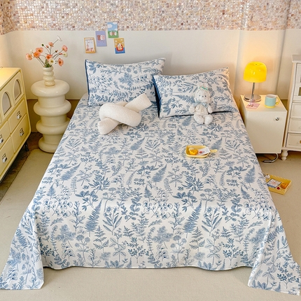 妖妖家纺 2024新款超柔软糯水洗云朵棉印花单床单 兰花草