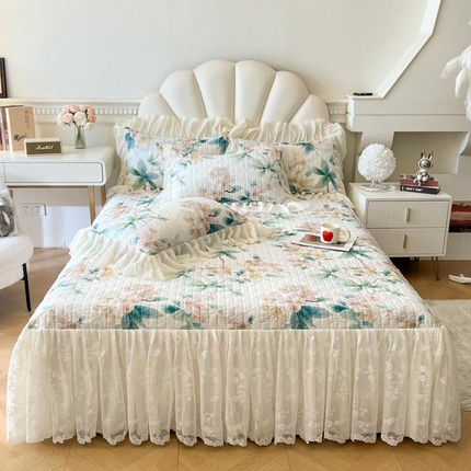 91家纺网 家纺一手货源 找家纺 （总）恋尚 2025新款法式油画风田园花卉长绒磨毛棉床裙