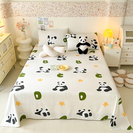 91家纺网 家纺一手货源 找家纺 妖妖家纺 2024新款超柔软糯水洗云朵棉印花单床单 国宝梦境