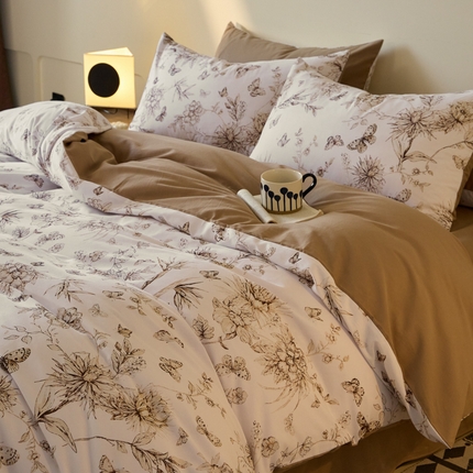 91家纺网 家纺一手货源 找家纺 （总）拼社家纺 全棉火山小磨毛活性数码印花四件套不掉毛纯棉全棉磨毛四件套