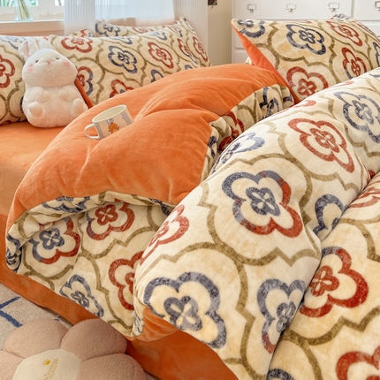 91家纺网 家纺一手货源 找家纺 （总）绘萱家居 2025新款高克重印花牛奶绒四件套