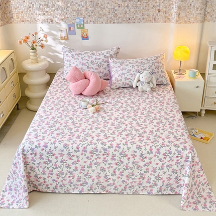 妖妖家纺 2024新款超柔软糯水洗云朵棉印花单床单 尽相思