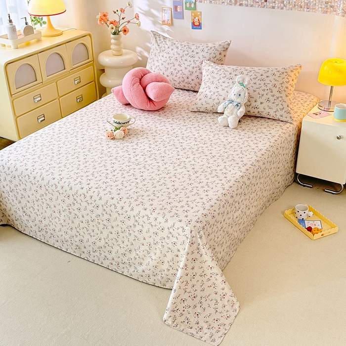 91家纺网 家纺一手货源 找家纺 妖妖家纺 2024新款超柔软糯水洗云朵棉印花单床单 后花园