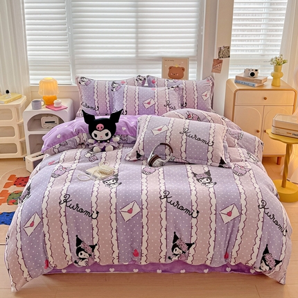 KT猫直营店 2024新款三丽鸥库洛米牛奶绒四件套 安睡库洛米