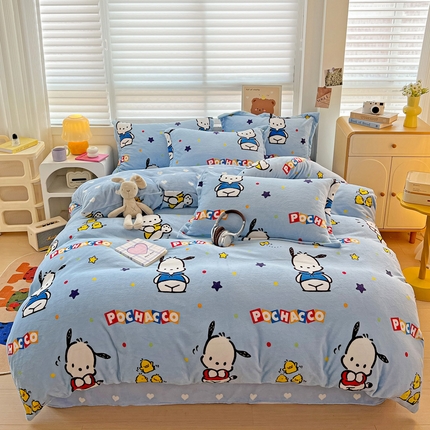 KT猫直营店 2024新款三丽鸥库洛米牛奶绒四件套 活力帕恰狗