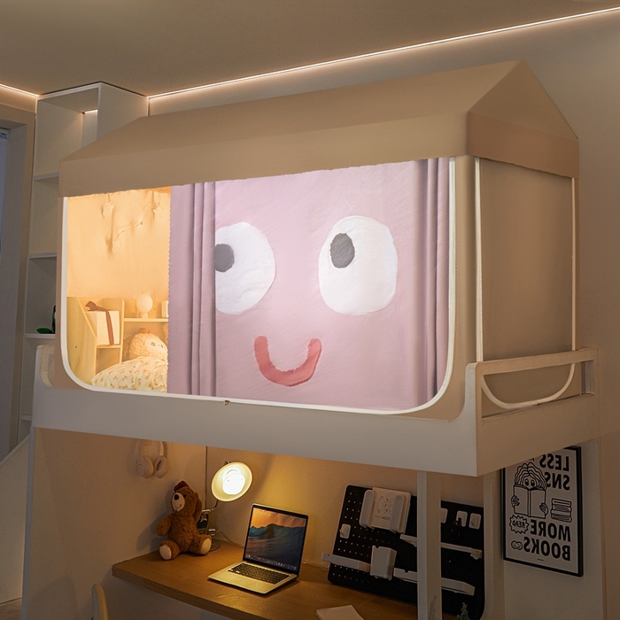 91家纺网 家纺一手货源 找家纺 飞轮海蚊帐 2024新款超强遮光学生款坐床蚊帐XF-1 开心粉