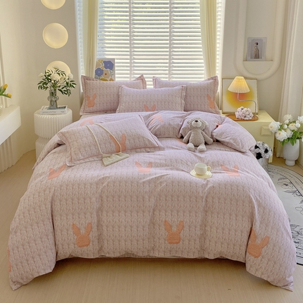 威布斯家居 2024新款AB版全棉生态磨毛四件套 兔斯基