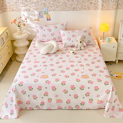 91家纺网 家纺一手货源 找家纺 妖妖家纺 2024新款超柔软糯水洗云朵棉印花单床单 香香兔