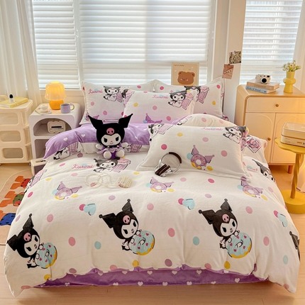KT猫直营店 2024新款三丽鸥库洛米牛奶绒四件套 彩色库洛米