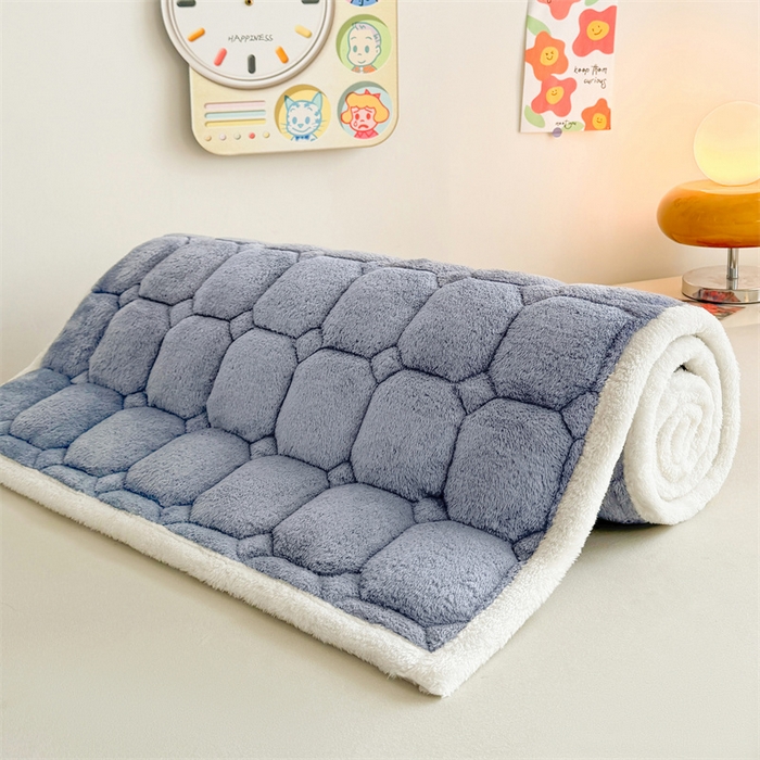 91家纺网 家纺一手货源 找家纺 雯豆家纺 2025冬季泰迪绒学生宿舍床垫床褥子上下铺大学生床垫北极绒床护垫 泰迪绒床褥-宾利蓝