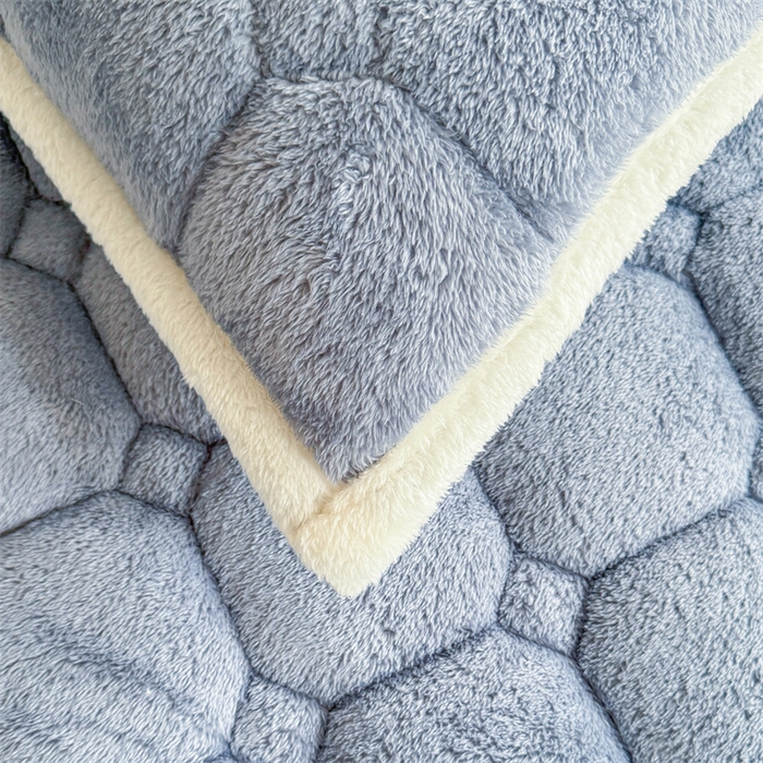 91家纺网 家纺一手货源 找家纺 雯豆家纺 2025冬季泰迪绒学生宿舍床垫床褥子上下铺大学生床垫北极绒床护垫 泰迪绒床褥-宾利蓝