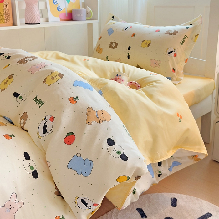 91家纺网 家纺一手货源 找家纺 楠沐家纺 2025新款亲肤芦荟棉印花学生宿舍上下铺四件套三件套 松岛可可